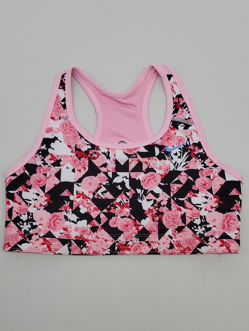 Nike Floral Pink Reversible Racerback Sports Bra Youth Size Large